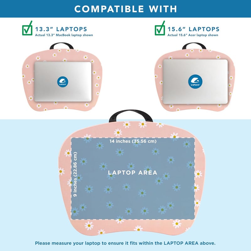 LapGear MyStyle Portable Lap Desk with Cushion - Pink Daisy - Fits up to 15.6 Inch Laptops - Style No. 45336 - Image 3